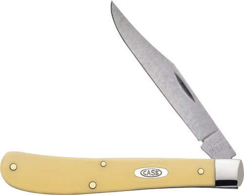 00031C_1.jpg CASE KNIVES YELLOW SYNTHETIC - SMOOTH SLIMLINE TRAPPER
