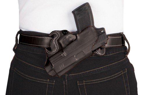 067BA21Z0.jpg DESANTIS SMALL OF BACK HOLSTER - RH OWB LEATHER COLT 1911 BLK