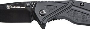 1084309.jpg S&W KNIFE BLACK RUBBER 3" BLK - OXIDE BLADE W/POCKET CLIP