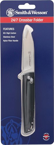 1205908_PKG.jpg S&W KNIFE 24/7 CROSSBAR FOLDER - 3.25" SS/BLACK GENTLEMAN CARRY