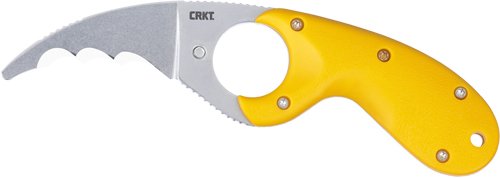 2511Y_1.jpg CRKT BEAR CLAW 2.39" YELLOW W/ - VEFF SERRATIONS BELT CLIP