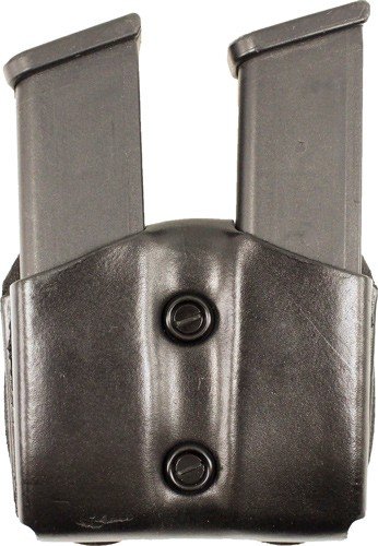 A01BJEEZ0.jpg DESANTIS DOUBLE MAG POUCH OWB - LEATHER SINGLE STACK 9/40 BLK