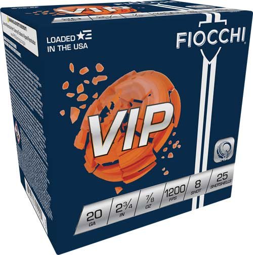 A20VIP8.jpg FIOCCHI VIP 20GA 2.75" 7/8OZ - #8 1200FPS 250RD CASE LOT