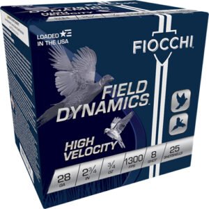 A28HV8.jpg FIOCCHI 28GA 2.75" 3/4OZ #8 - 1300FPS 25RD 10BX/CS