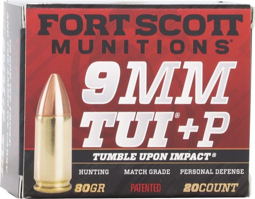 A9MMP080SCV_1.jpg FORT SCOTT 9MM LUGER +P 80GR - TUI SOLID COPPER 20RD 25BX/CS