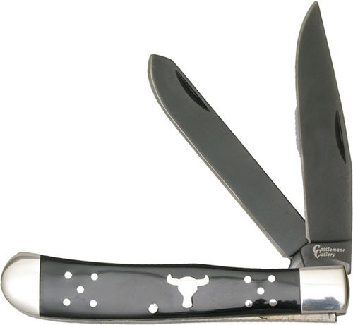 ABKT CATTLEMANS CUTLERY BLACK - ANGUS TRAPPER 2-BLADE FOLDER