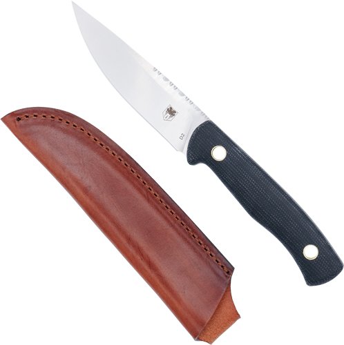 CTKMNBLK.jpg COBRATEC KOONSMAN 4" FIXED BLD - BLACK D2 W/LEATHER SHEATH