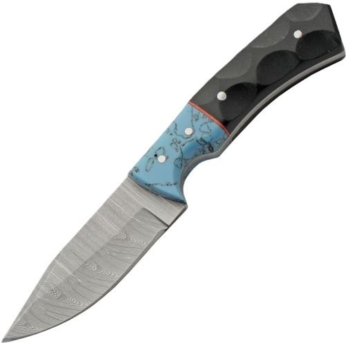 DM1404TR.jpg SZCO RITE EDGE 3" TURQUOISE - MICARTA SKINNER W/LEATHER SHTH