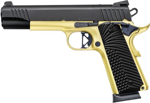 G440236_1.jpg CHIAPPA 1911 SUPERIOR GRADE - 45ACP 5" 8RD BLACK/GOLD