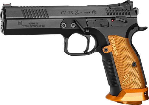 CZ TS2 SA 9MM FS 20RD - BLACK POLYCOAT ORANGE GRIP