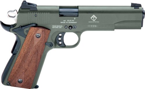 GERG2210M1911G.jpg GERMAN SPORT 1911 22LR - 5" OD GREEN/FAUX WOOD 10RD