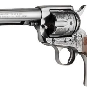 GPFI357CP434EW.jpg E.M.F. COWPOKE 357 MAG 4.75" - ENGRAVED NICKEL WOOD