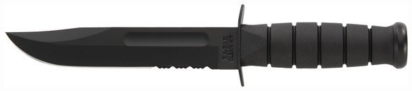 K1214.jpg KA-BAR FIGHTING/UTILITY KNIFE - 7" SERR W/PLASTIC SHEATH BLACK
