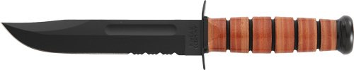 K1218.jpg KA-BAR FIGHTING/UTILITY KNIFE - 7" SRRTD W/LEATHER SHEATH USMC
