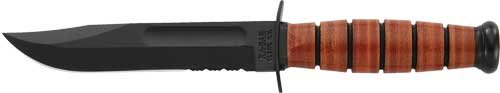 K1252.jpg KA-BAR FIGHTING/UTILITY KNIFE - 5.25" SHRT W/LTHR USMC SERRTD