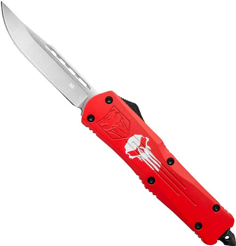 LRPUNFS3DNS.jpg COBRATEC LARGE FS3 OTF RED - PUNISHER 3.5" D2 STEEL DRP PNT