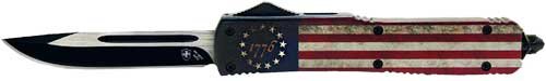 MBRF331_1.jpg TEMPLAR KNIFE SLIM OTF BETSY - ROSS FLAG 3.1" BLACK DROP PNT