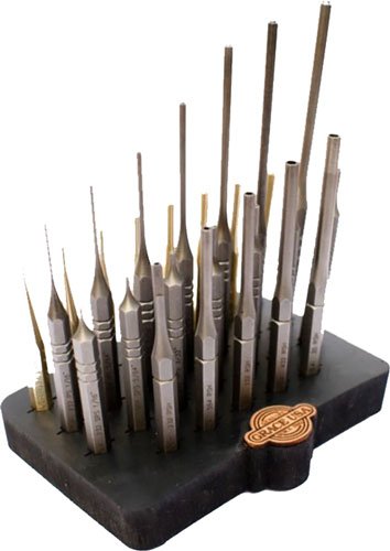 P27SBB.jpg GRACE USA STEEL/BRASS ROLL PIN - PUNCH SET W/BENCH BLOCK 27PC