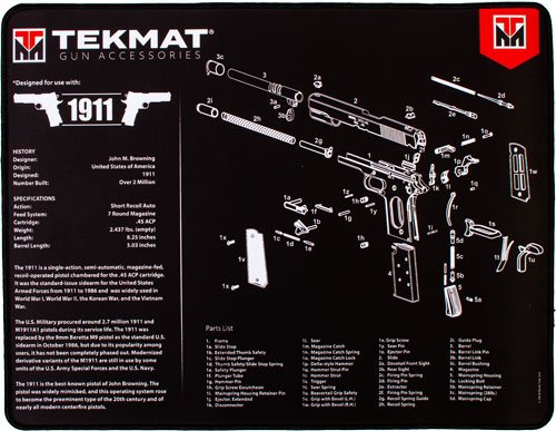 R201911.jpg TEKMAT ARMORERS BENCH MAT - ULTRA 15"X20" 1911 BLACK