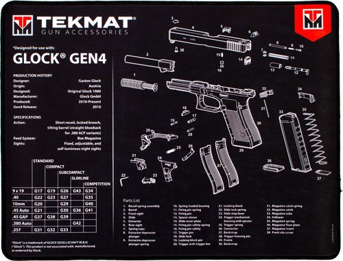 R20GLOCKG4.jpg TEKMAT ARMORERS BENCH MAT - ULTRA 15"X20" FOR GLOCK G4 BLK