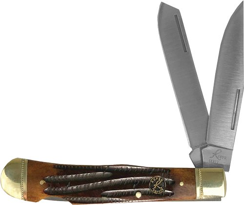 RP0004CBB.jpg ABKT ROPER DOUBLE ACTION LOCK - BACK TRAPPER 3.25" COFFEE HNDL