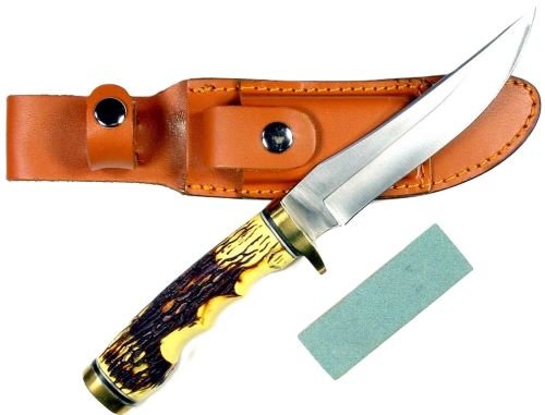 RUK0080CS.jpg RUKO FIXED BLADE HUNTING KNIFE - 5" DELRIN DEER HORN HANDLE