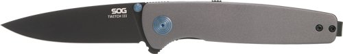 SOG KNIFE TWITCH III 3.1" SPRG - ASST GRAY/BLUE/BLACK