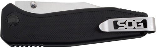 fla1001cp_clip.jpg SOG KNIFE FLARE SATIN POLISH - STRAIGHT EDGE 3.5" BLADE