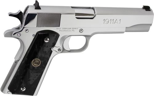 g1911a138chrp.jpg IVER JOHNSON 1911A1 38 SUPER - 5" FS 9RD CHROME BLACK PEARL