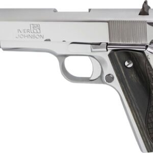 g1911a138chrw.jpg IVER JOHNSON 1911A1 38 SUPER - 5" FS 9RD CHROME BLACK WOOD