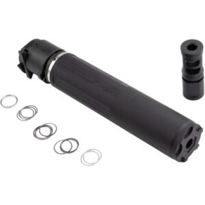 https3A2F2Fmedia.chattanoogashooting.com2Fimages2Fproduct2FCA38CA48B2FCA38CA48B-1.jpg CMMG Defcan 762 Direct Thread Suppressor .308 Win 1-3/8x24 Black with 5/8x24 Muzzle Brake