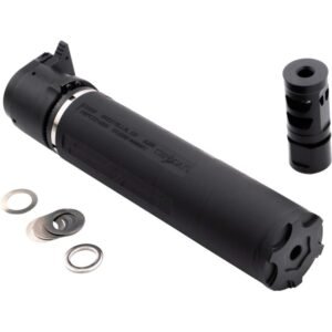 https3A2F2Fmedia.chattanoogashooting.com2Fimages2Fproduct2FCA55CA42D2FCA55CA42D-1.jpg CMMG Defcan 556 Direct Thread Suppressor 5.56 1-3/8x24 Black with 1/2x28 Muzzle Brake