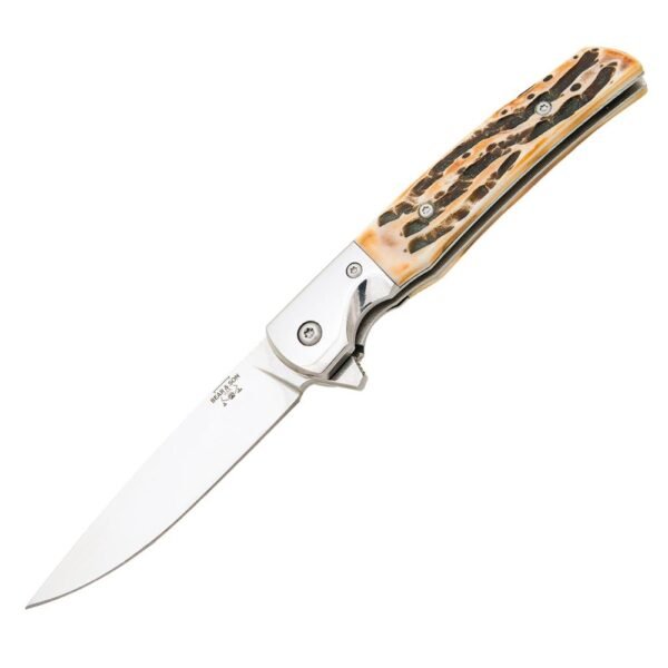 https3A2F2Fmedia.chattanoogashooting.com2Fimages2Fproduct2FCW5212FCW521-1.jpg Bear & Son Rancher Sideliner Folding Knife 3-3/8" Drop Point Blade Stag Bone