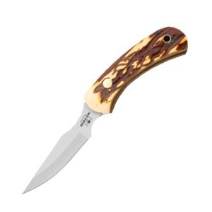 https3A2F2Fmedia.chattanoogashooting.com2Fimages2Fproduct2FCWSD422FCWSD42-1.jpg Bear & Son Ergonomic Caper Fixed Knife 2-1/2" Clip Point Blade Stag Delrin with Leather Sheath