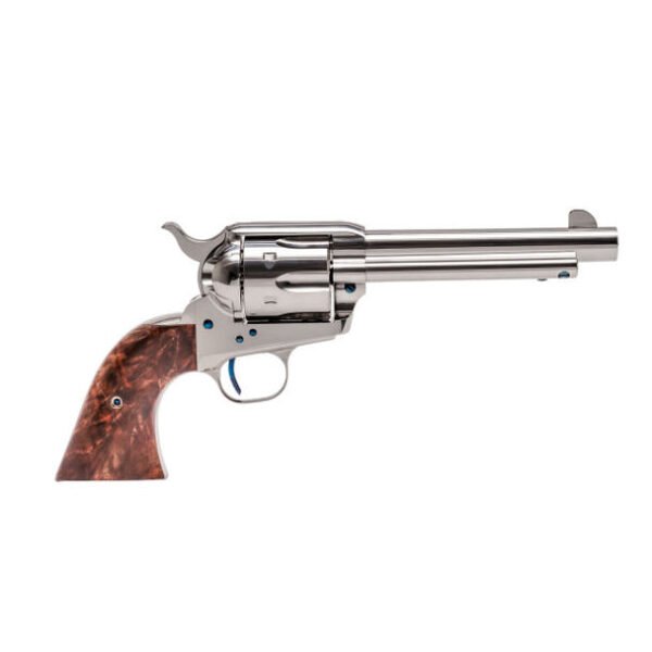 https3A2F2Fmedia.chattanoogashooting.com2Fimages2Fproduct2FDFSAR5N22FDFSAR4N2.jpg Standard Manufacturing SAA Nickel Revolver .45 Colt 6rd Capacity 5.5" Barrel 2 Piece Grip