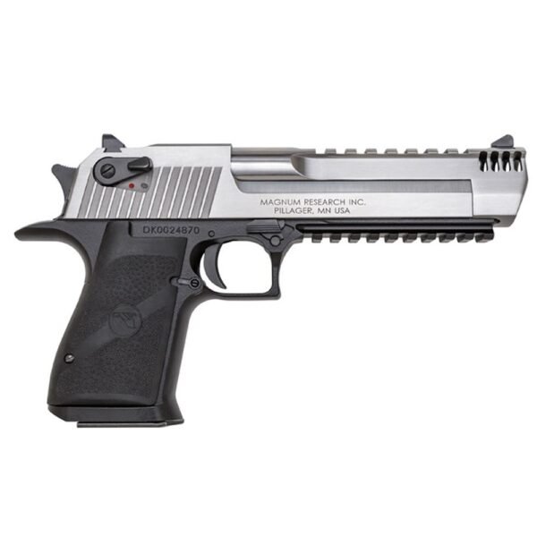 https3A2F2Fmedia.chattanoogashooting.com2Fimages2Fproduct2FDXDE357ASIMB2FDXDE357ASIMB-1.jpg Desert Eagle L6 Handgun .357 Mag 9rd Magazine 6" Barrel Silver Slide with Black Frame
