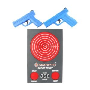 https3A2F2Fmedia.chattanoogashooting.com2Fimages2Fproduct2FDYL01000322FDYL01000321.jpg LaserLyte Score Tyme Trainer Target Versus Kit with 2 Pistols and Point of Impact Display
