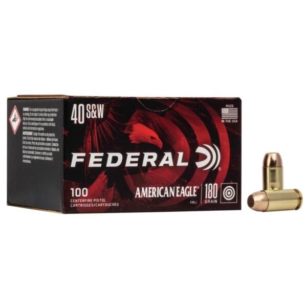https3A2F2Fmedia.chattanoogashooting.com2Fimages2Fproduct2FFAAE40R1002FFAAE40R100_1.jpg American Eagle Handgun Ammunition .40 S&W 180 gr. FMJ 1000 fps 100/ct