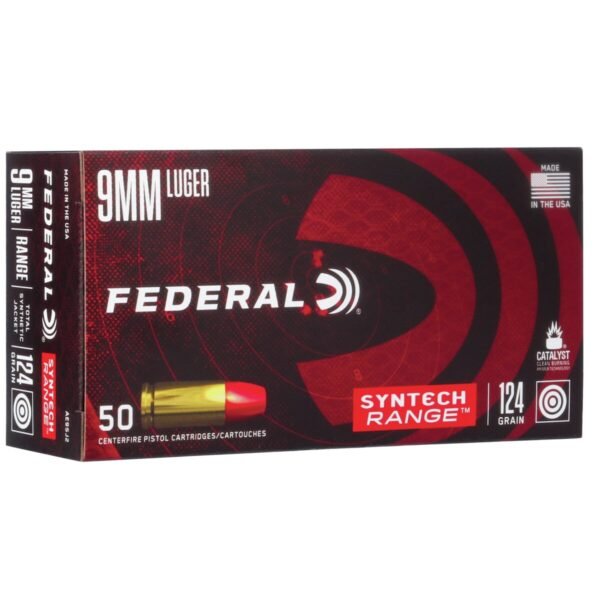 https3A2F2Fmedia.chattanoogashooting.com2Fimages2Fproduct2FFAAE9SJ22FFAAE9SJ2.jpg Federal Syntech Range Handgun Ammunition 9mm Luger 124gr TSJ 1110 fps 50/ct