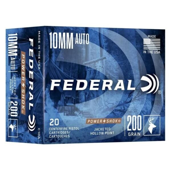 https3A2F2Fmedia.chattanoogashooting.com2Fimages2Fproduct2FFAC10A2FFAC10A1.jpg Federal Power-Shok Handgun Ammunition 10mm Auto 200gr JHP 1110 fps 20/ct