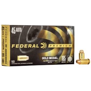 https3A2F2Fmedia.chattanoogashooting.com2Fimages2Fproduct2FFAGM45B2FFAGM45B_1.jpg Federal Premium Gold Medal Handgun Ammunition .45 ACP 185gr FMJ 770 fps 50/ct
