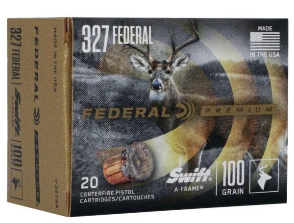 https3A2F2Fmedia.chattanoogashooting.com2Fimages2Fproduct2FFAP327SA2FFAP327SA.jpg Federal Swift A-Frame Handgun Ammunition .327 Fed Mag 100gr JHP 1500 fps 20/ct