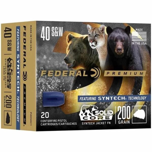 https3A2F2Fmedia.chattanoogashooting.com2Fimages2Fproduct2FFAP40SHC12FFAP40SHC1-1.jpg Federal Solid Core Handgun Ammunition .40 S&W 200 gr TSJ 20/ct
