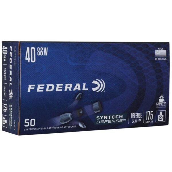 https3A2F2Fmedia.chattanoogashooting.com2Fimages2Fproduct2FFAS40SJT22FFAS40SJT2-1.jpg Federal Syntech Defense Handgun Ammunition .40 S&W 175gr SJHP 1000 fps 50/ct