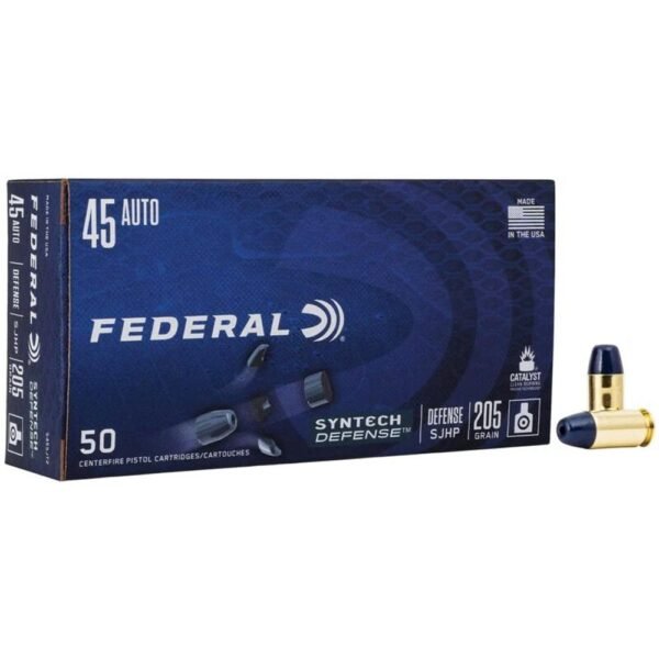 https3A2F2Fmedia.chattanoogashooting.com2Fimages2Fproduct2FFAS45SJT22FFAS45SJT2-1.jpg Federal Syntech Defense Handgun Ammunition .45 ACP 205gr SJHP 970 fps 50/ct
