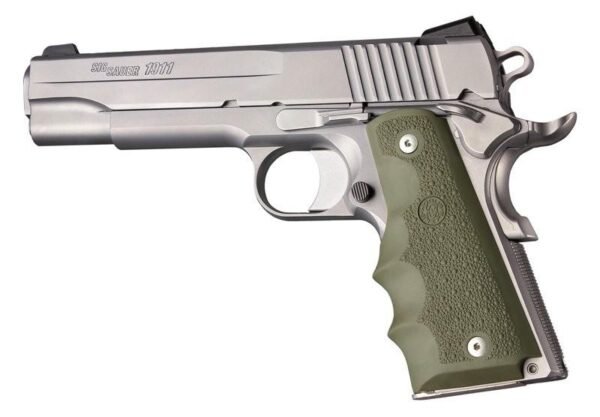 https3A2F2Fmedia.chattanoogashooting.com2Fimages2Fproduct2FHA450012FHA45001.jpg Hogue 1911 Govt. Model Grip with Finger Grooves - OD Green Rubber