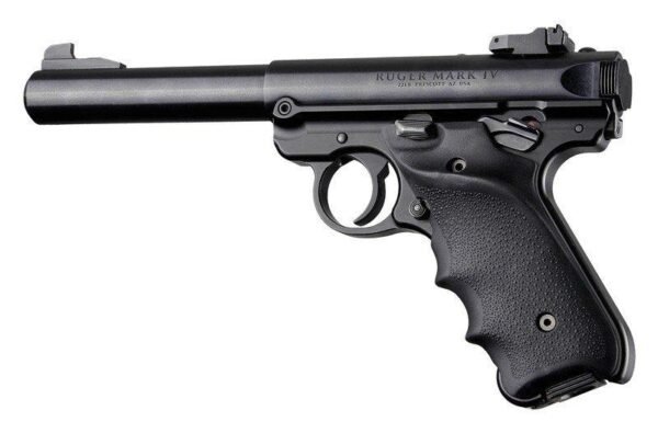 https3A2F2Fmedia.chattanoogashooting.com2Fimages2Fproduct2FHA790602FHA79060.jpg Hogue Ruger MKIV Rubber Grip with Finger Grooves and Right Hand Thumb Rest Black
