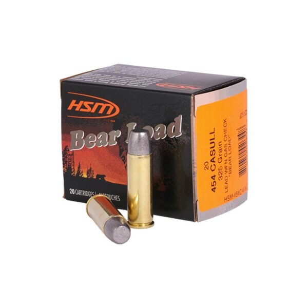 https3A2F2Fmedia.chattanoogashooting.com2Fimages2Fproduct2FHEHSM454C4N202FHEHSM454C4N20.jpg HSM Bear Load Hard Cast Handgun Ammunition .454 Casull 325gr WFN 1330 fps 20/ct