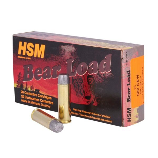 https3A2F2Fmedia.chattanoogashooting.com2Fimages2Fproduct2FHEHSM500SW6N2FHEHSM500SW6N.jpg HSM Bear Load Lead Handgun Ammunition .500 S&W 440gr WFN 1500 fps 20/ct
