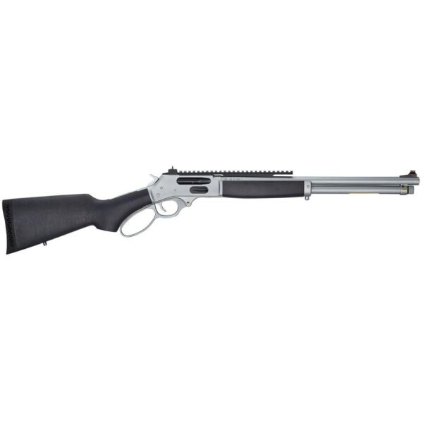https3A2F2Fmedia.chattanoogashooting.com2Fimages2Fproduct2FHLH010GAWP2FHLH010GAWP-1.jpg Henry All-Weather Lever Action Side Gate Rifle .45-70 4rd Magazine 18.43" Barrel Black Stained Hardwood and Silver with Picatinny Rail